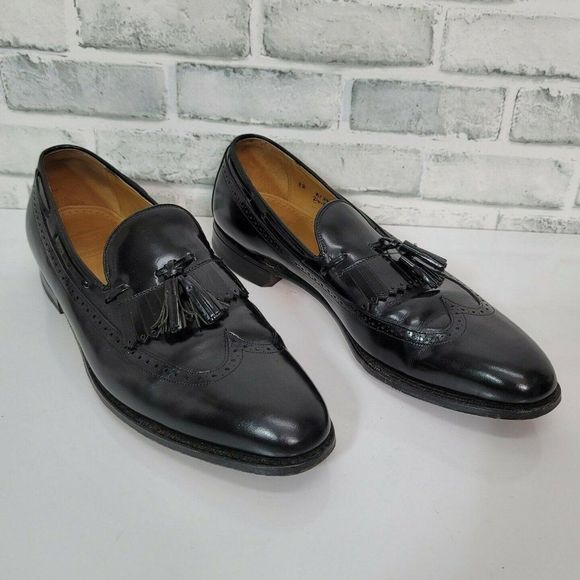 JOHNSTON & MURPHY 12AAA Aristocraft Black Shiny Leather Kiltie Tassel‎ Loafers main image 7